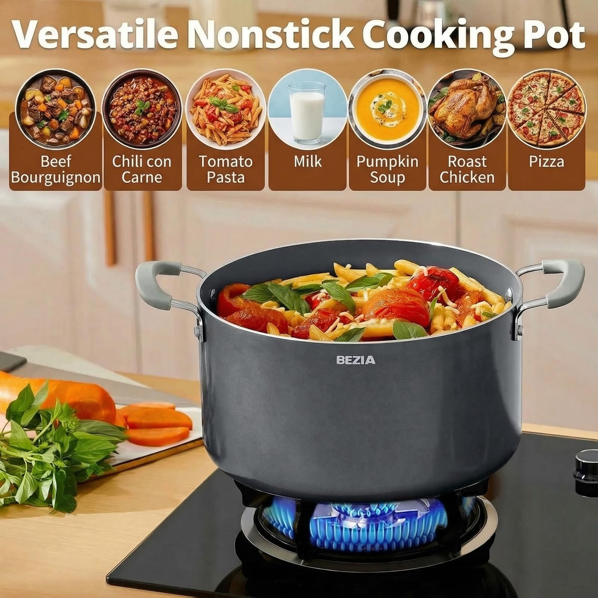 12QT Non Stick Ceramic Stock Pot with Lid X805