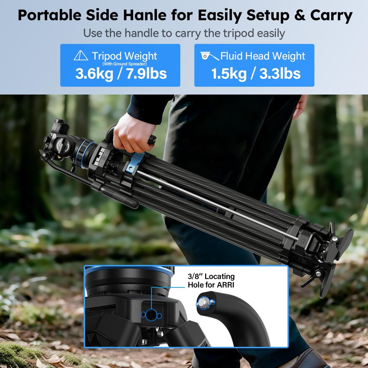 Carbon Fiber Video Tripod with Fluid Head T9287