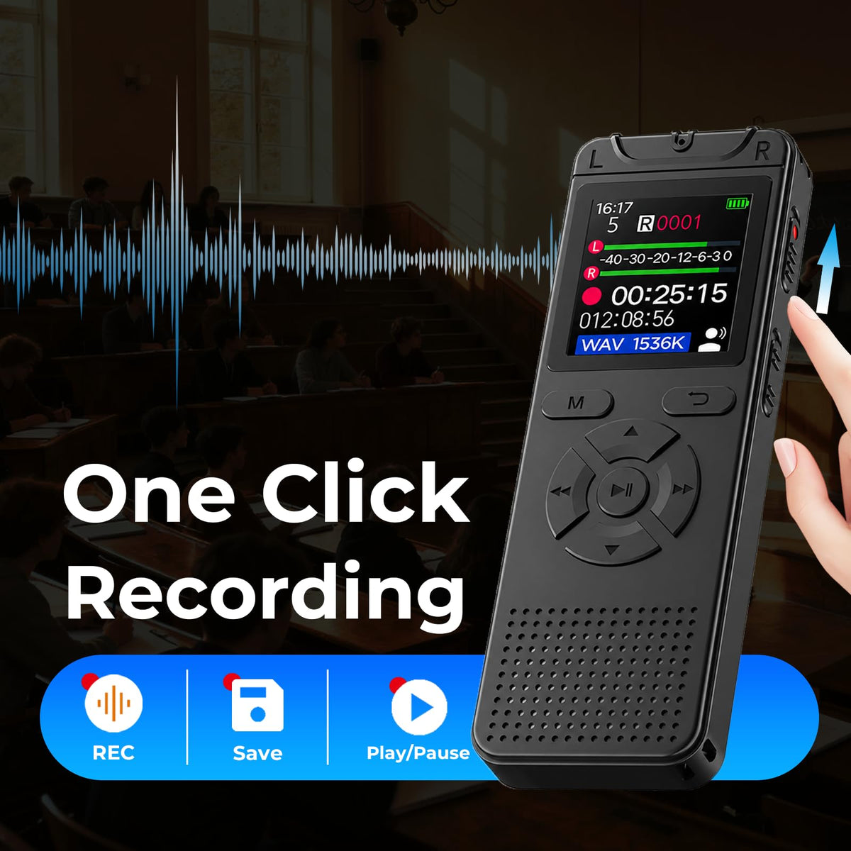 32GB Digital Voice Recorder with Playback Q3298