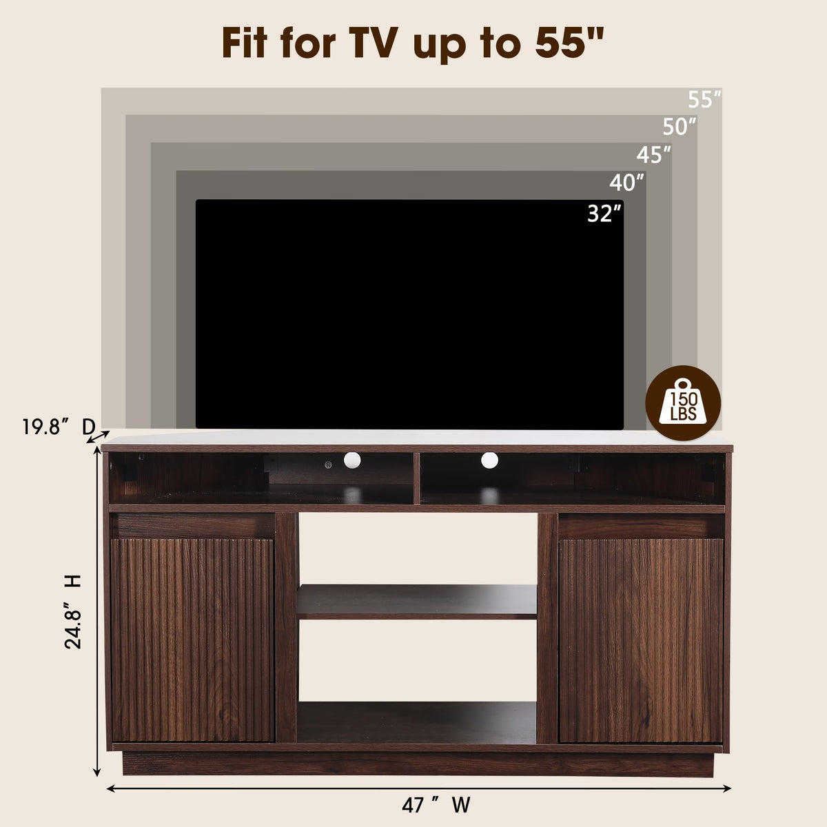 47" Corner TV Stand up to 55 Inch V9266