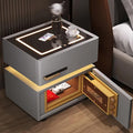 Light Gray Nightstand with Wireless Charging and Drawers Y69316