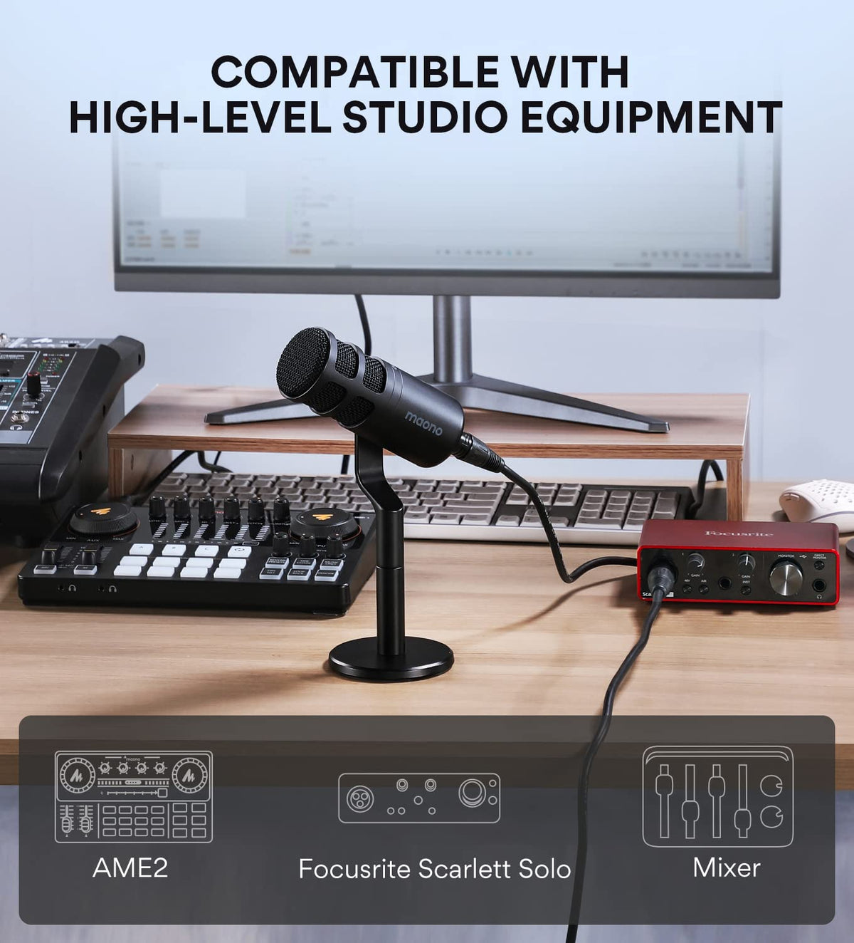 XLR Podcast Microphone, Cardioid Dynamic Metal Desk Mic C27452