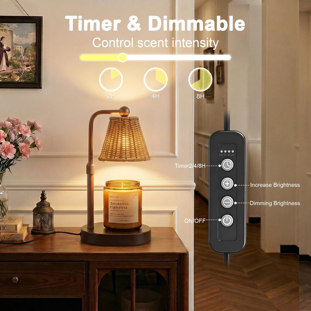 Candle Warmer Lamp with Timer, Brown B86235