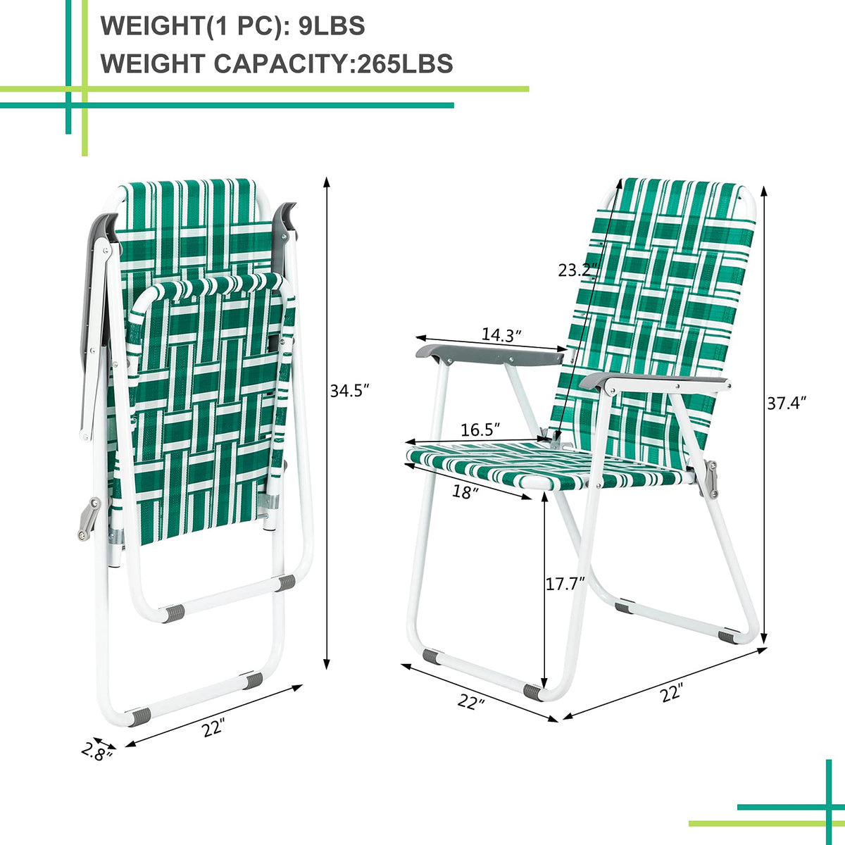 2 Pack Webbed Folding Chair J706