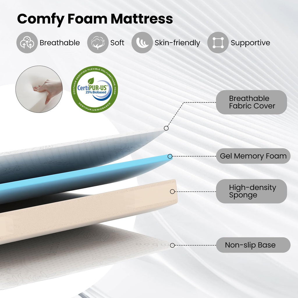 Twin Folding Bed Frame with Memory Foam Mattress X369