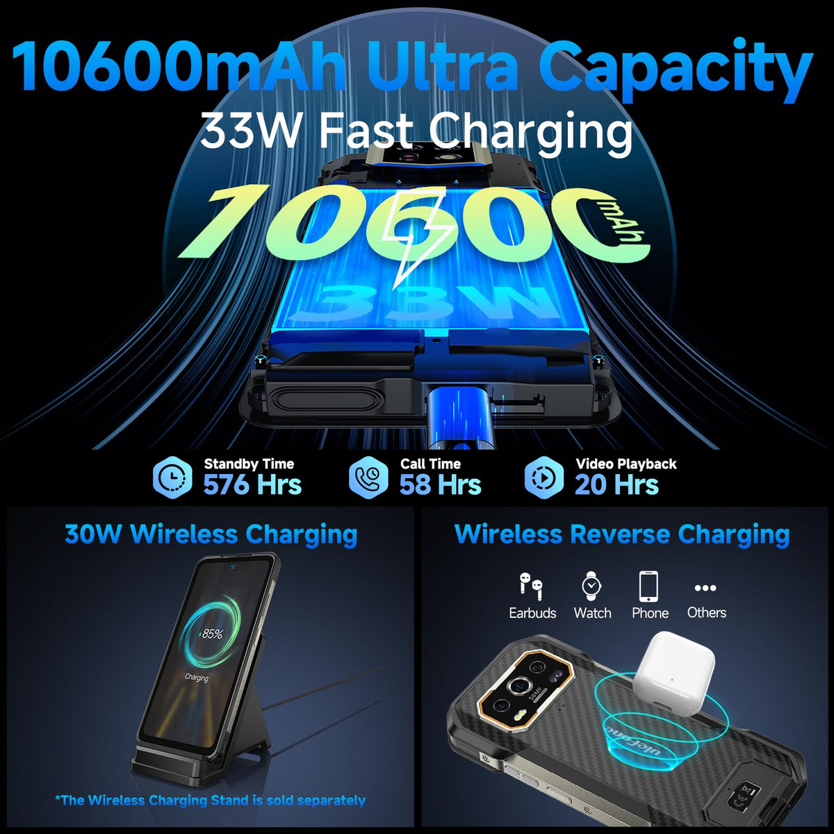Rugged Smartphone Unlocked 64MP Night Vision 50MP Ultra-Wide Camera X719898