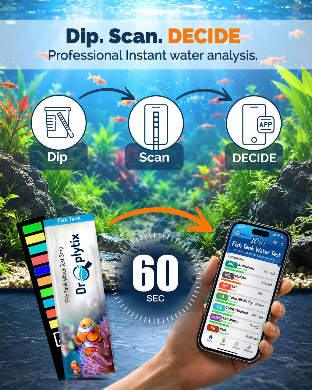 App-Enabled 10-in-1 Aquarium Water Test Kit R505