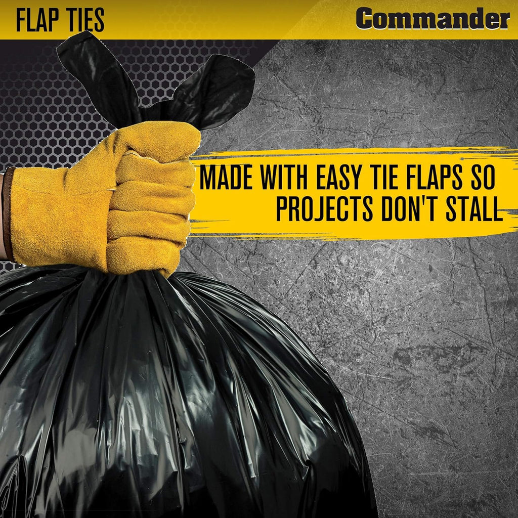 42 Gallon 4 MIL Black Heavy Duty Trash Bags Pack of 32 D1100