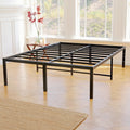 Queen Size Black Metal Bed Frame with Steel Slats I173