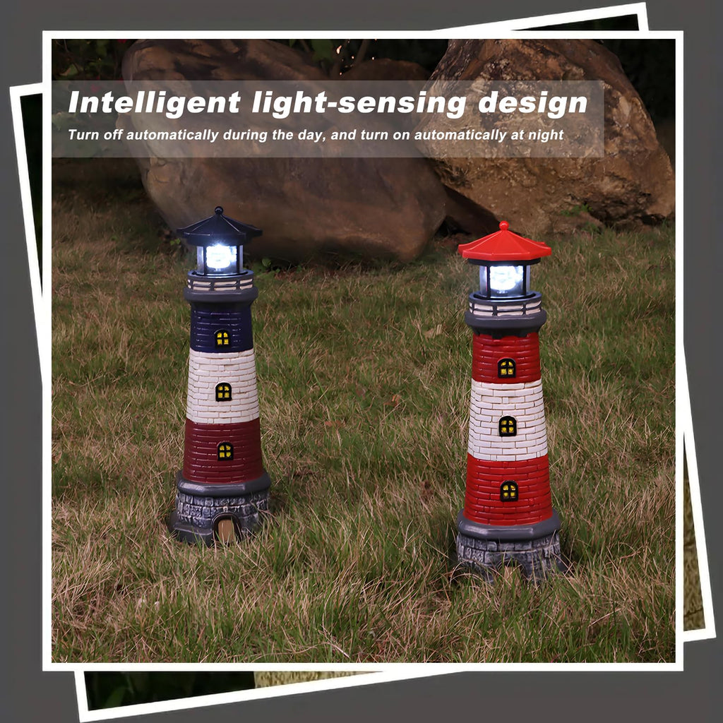 Solar Outdoor Lighthouse Garden Statue J472