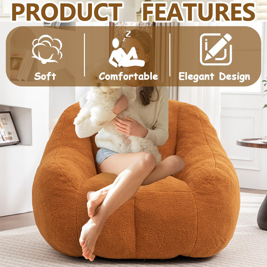 Faux Fur Oversized Bean Bag Chairs with Filler E98826