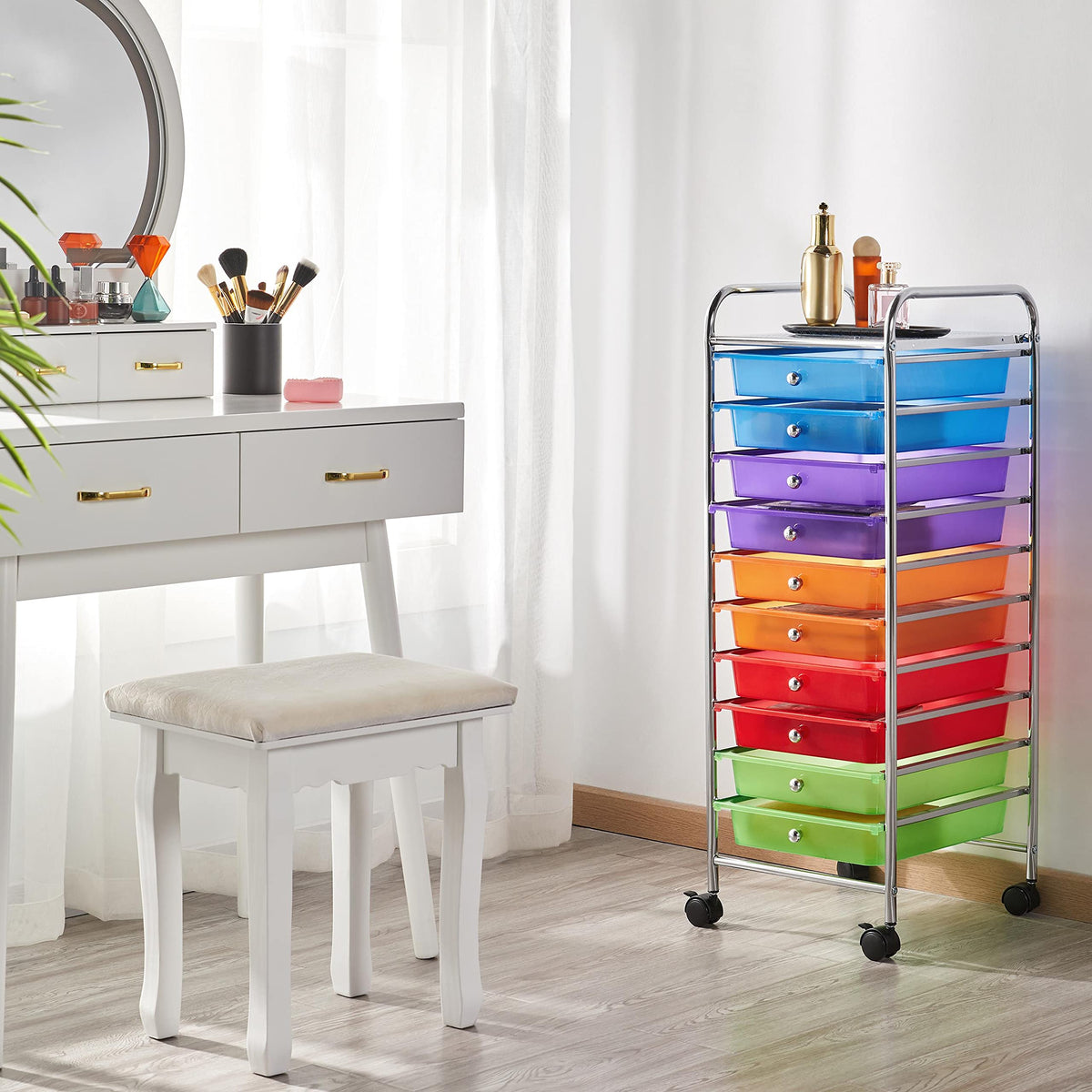 10 Drawer Rolling Cart with Locking Wheels J3312