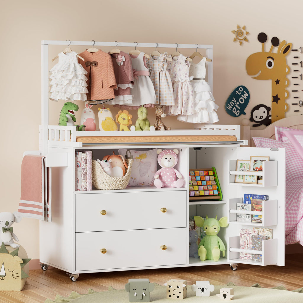 Baby Changing Table with Wheels and Drawers X2030