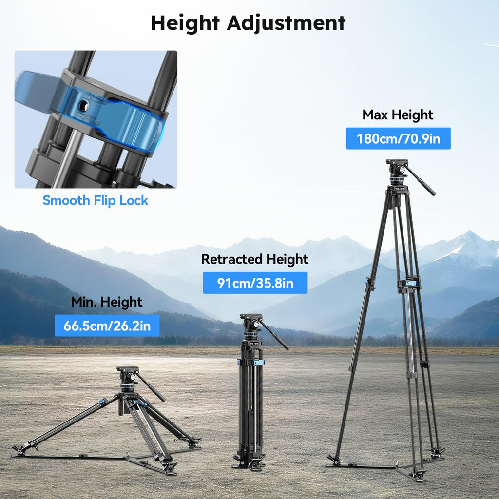 Carbon Fiber Video Tripod with Fluid Head T9287