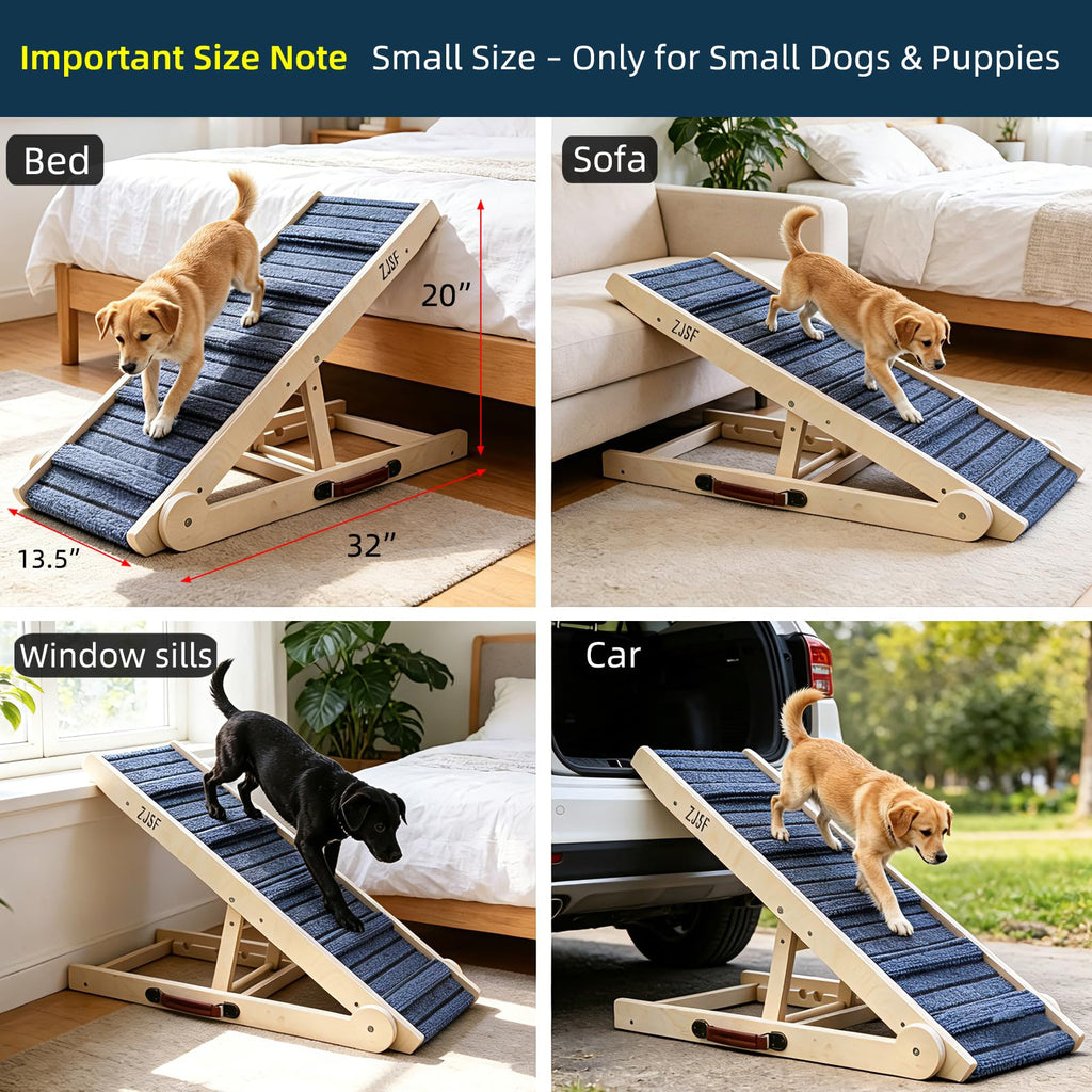 Foldable Wooden Dog Ramp 4 Adjustable Heights X7575