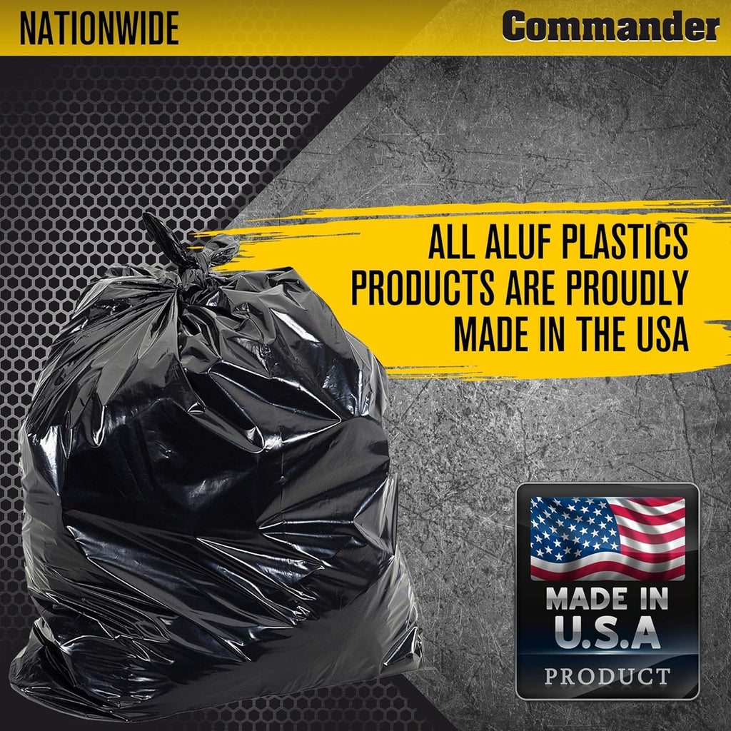 42 Gallon 4 MIL Black Heavy Duty Trash Bags Pack of 32 D1100