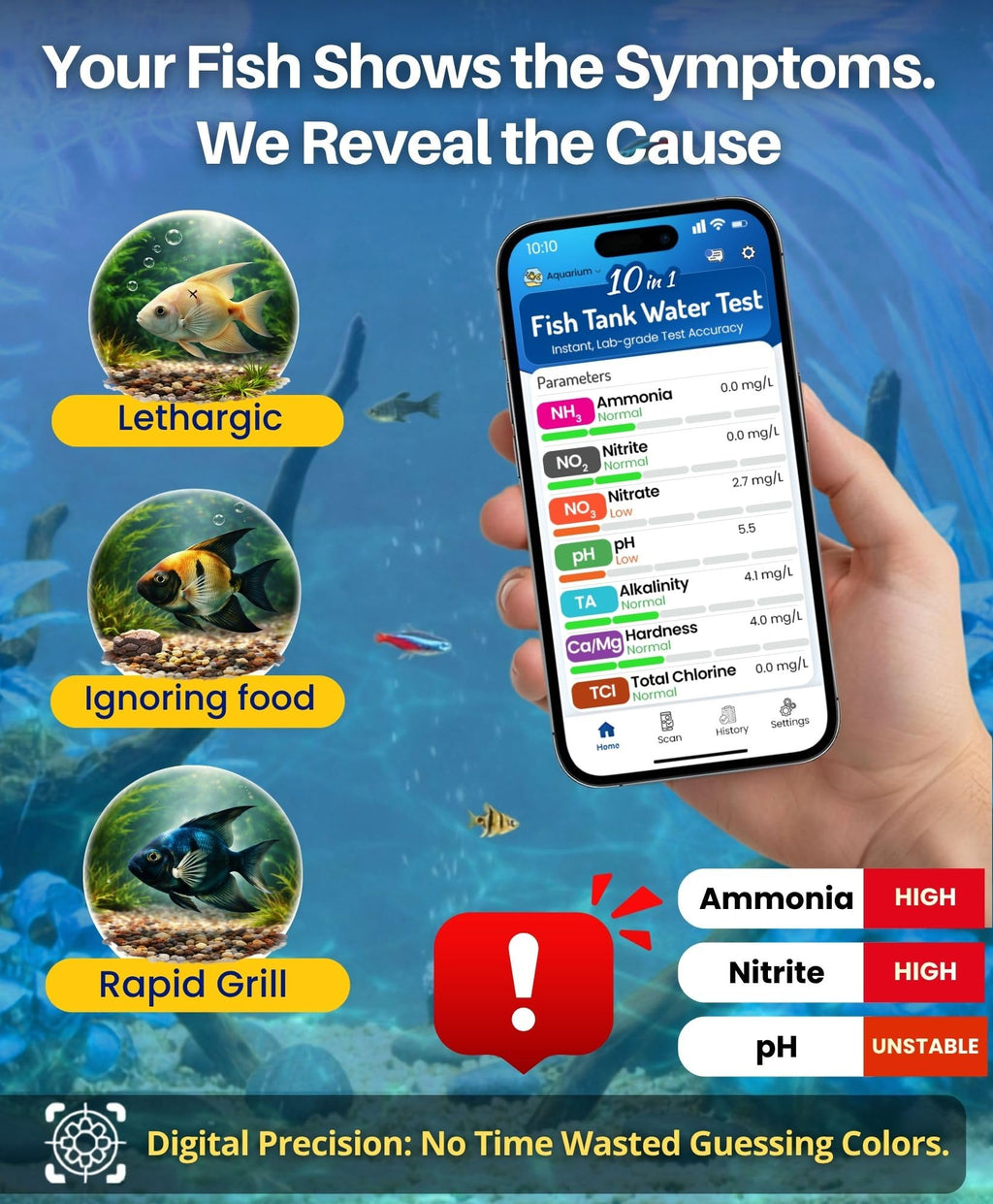 App-Enabled 10-in-1 Aquarium Water Test Kit R505