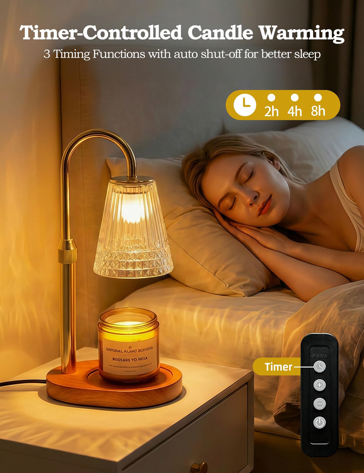 Dimmable Height Adjustable Candle Warmer Lamp with Timer W4991