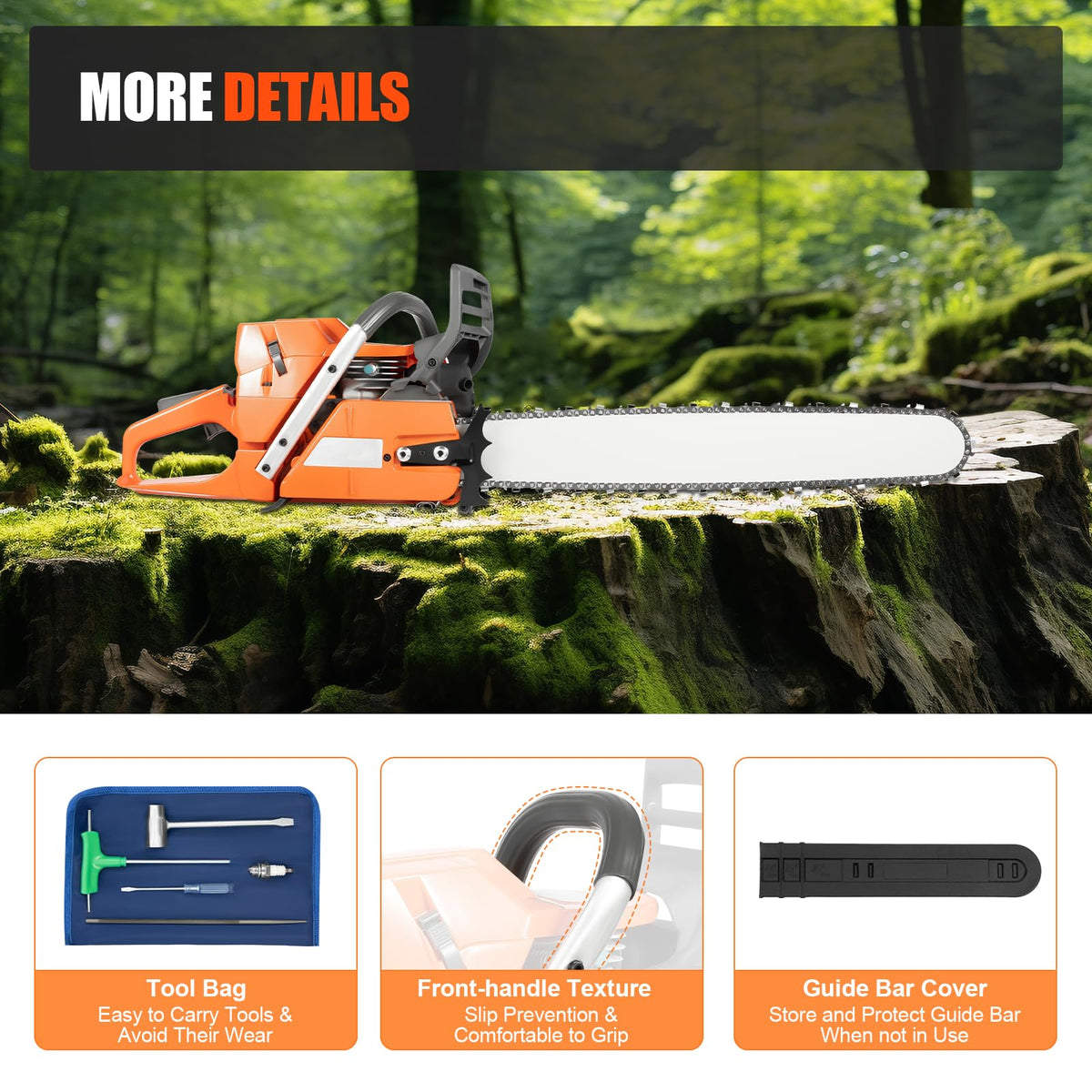 Gas Powered Chainsaw, 71.8cc 2-Stroke, 24 Inch E82801