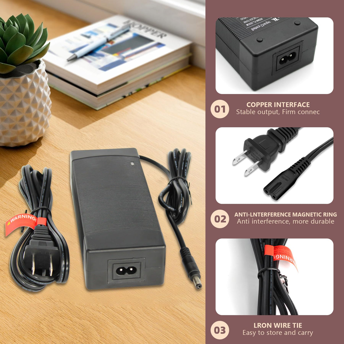 54.6V 2A Lithium Battery Charger with 5 Adapter Plugs C326