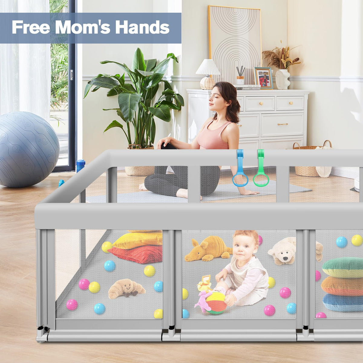 Large Baby Playpen with Soft Breathable Mesh X1743