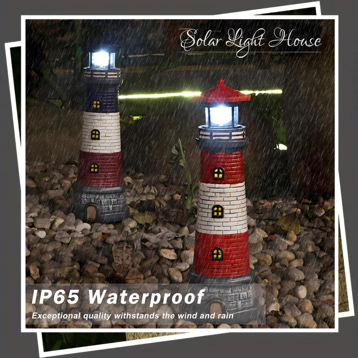 Solar Outdoor Lighthouse Garden Statue J472