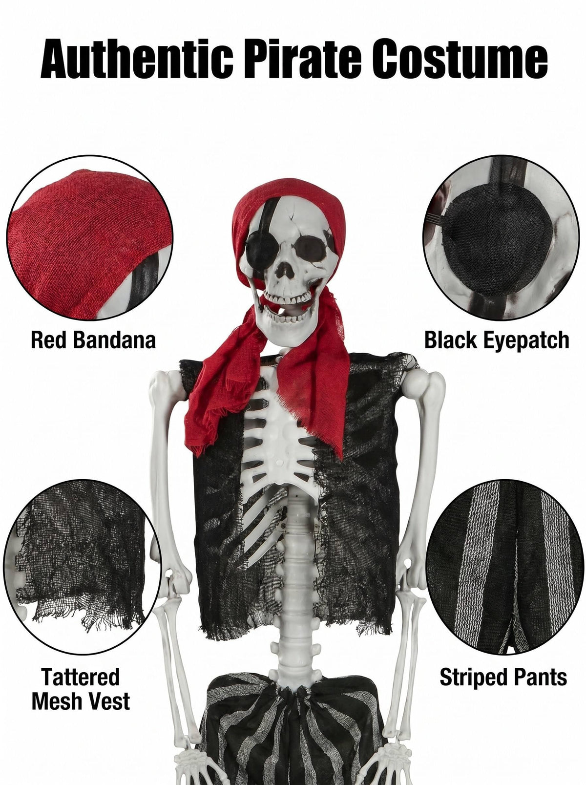Life Size Pirate Skeleton Halloween Decoration M912783