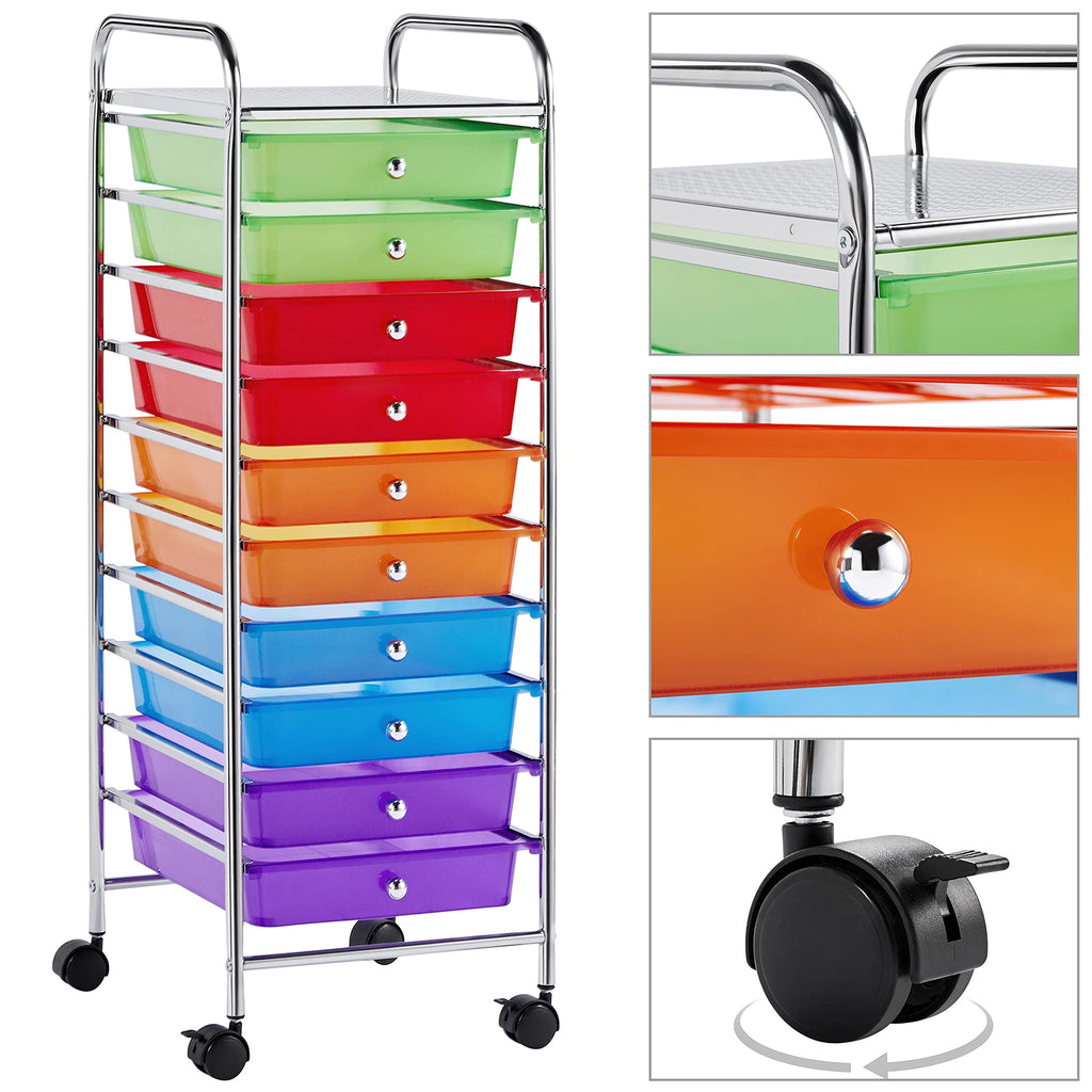 10 Drawer Rolling Cart with Locking Wheels J3312