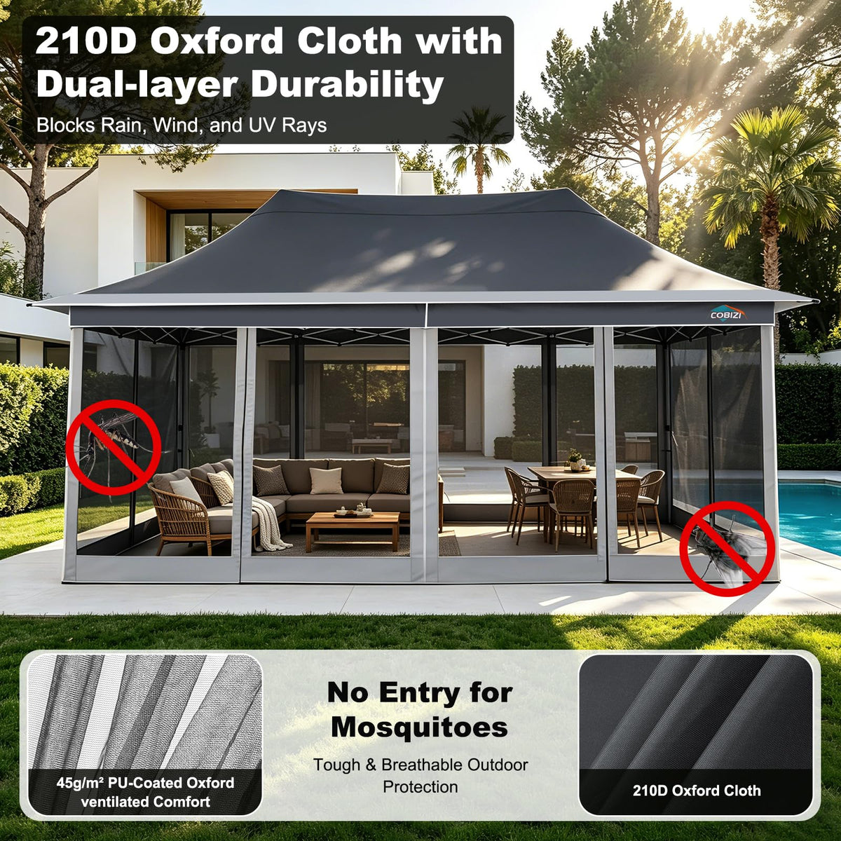 12x20 Pop Up Gazebo with Mosquito Netting U359