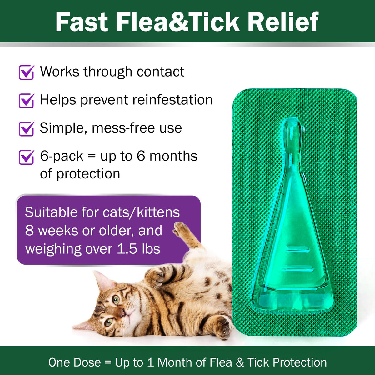Cat Flea and Tick Prevention 6-Month Supply H336