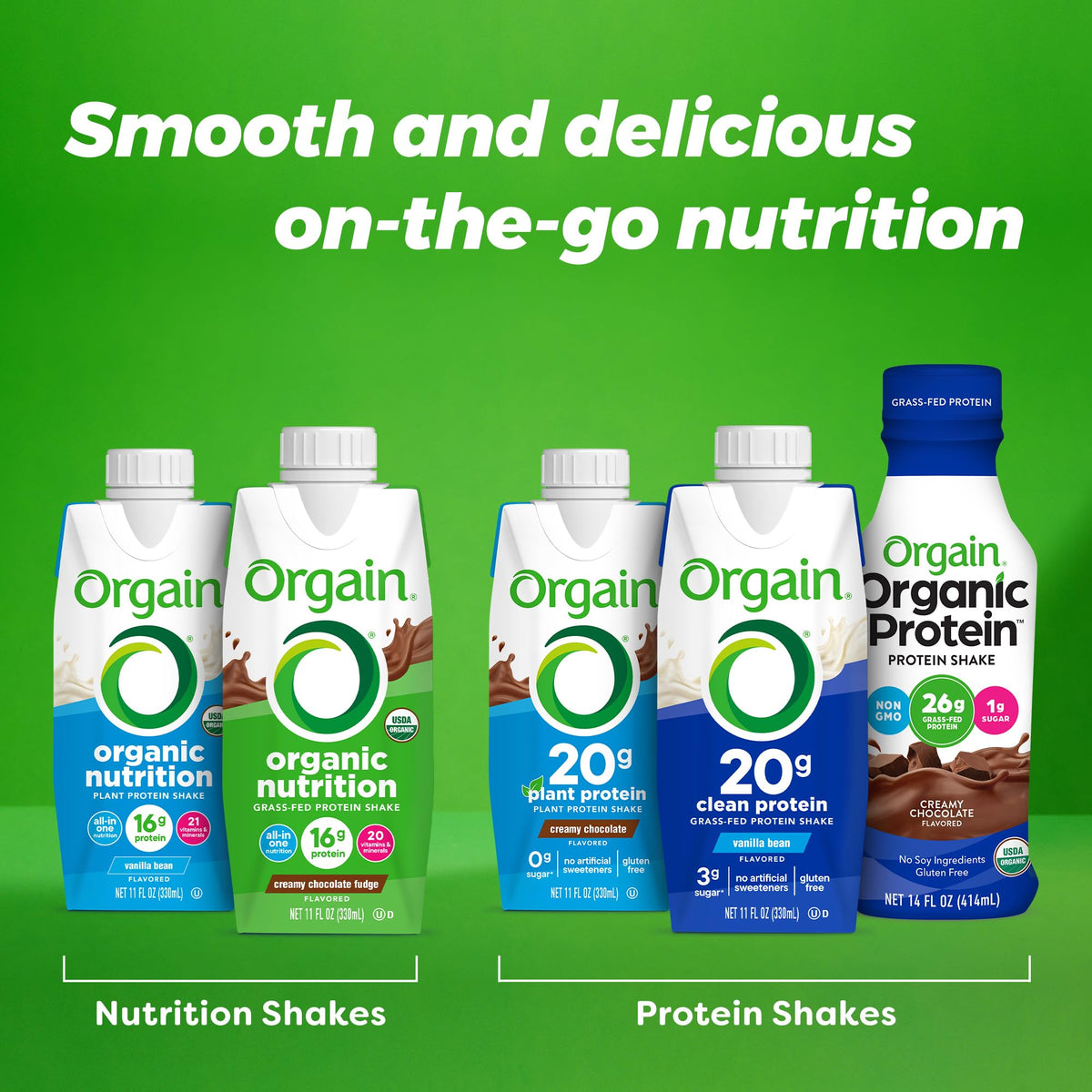 Organic Vegan Plant Based Nutritional Shake, Chocolate Vanilla, 11 Fl Oz (Pack of 4) J69977