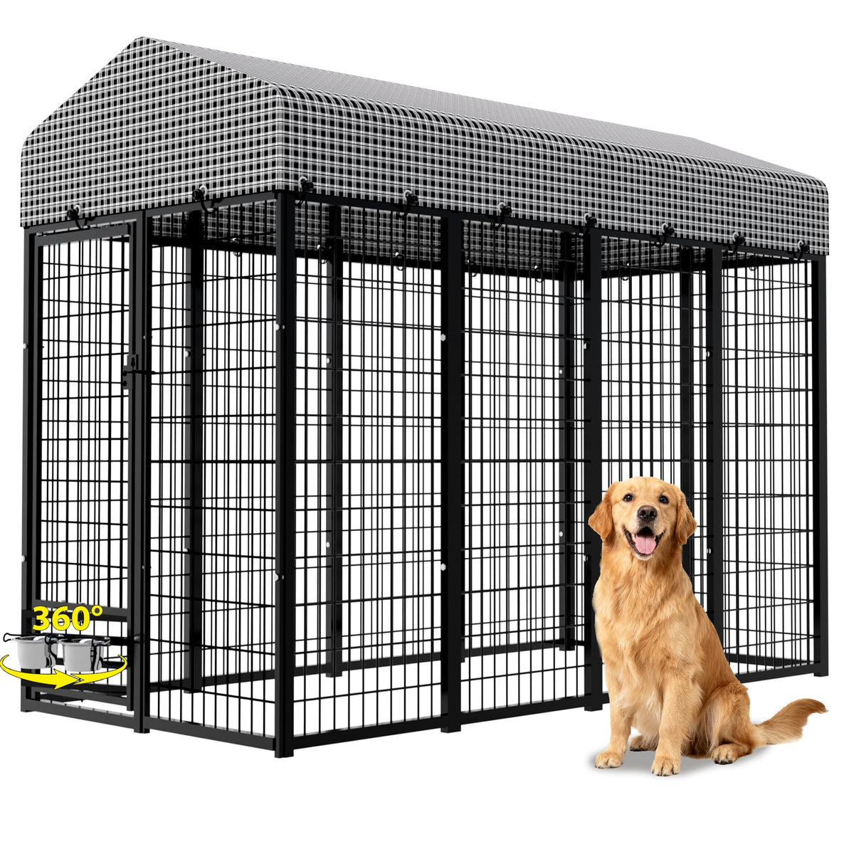 Heavy Duty Outdoor Dog Kennel with Roof Cover G334474