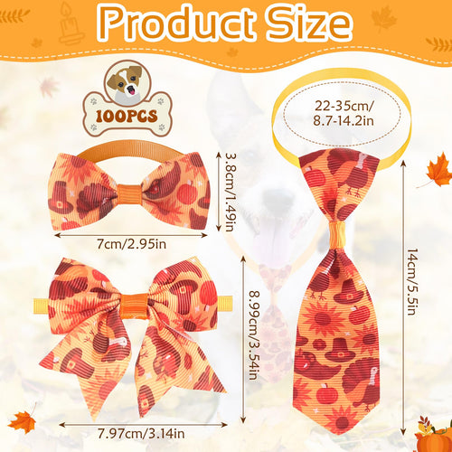 100 Pieces Fall Thanksgiving Day Dog Bow Tie Collar Set K4606
