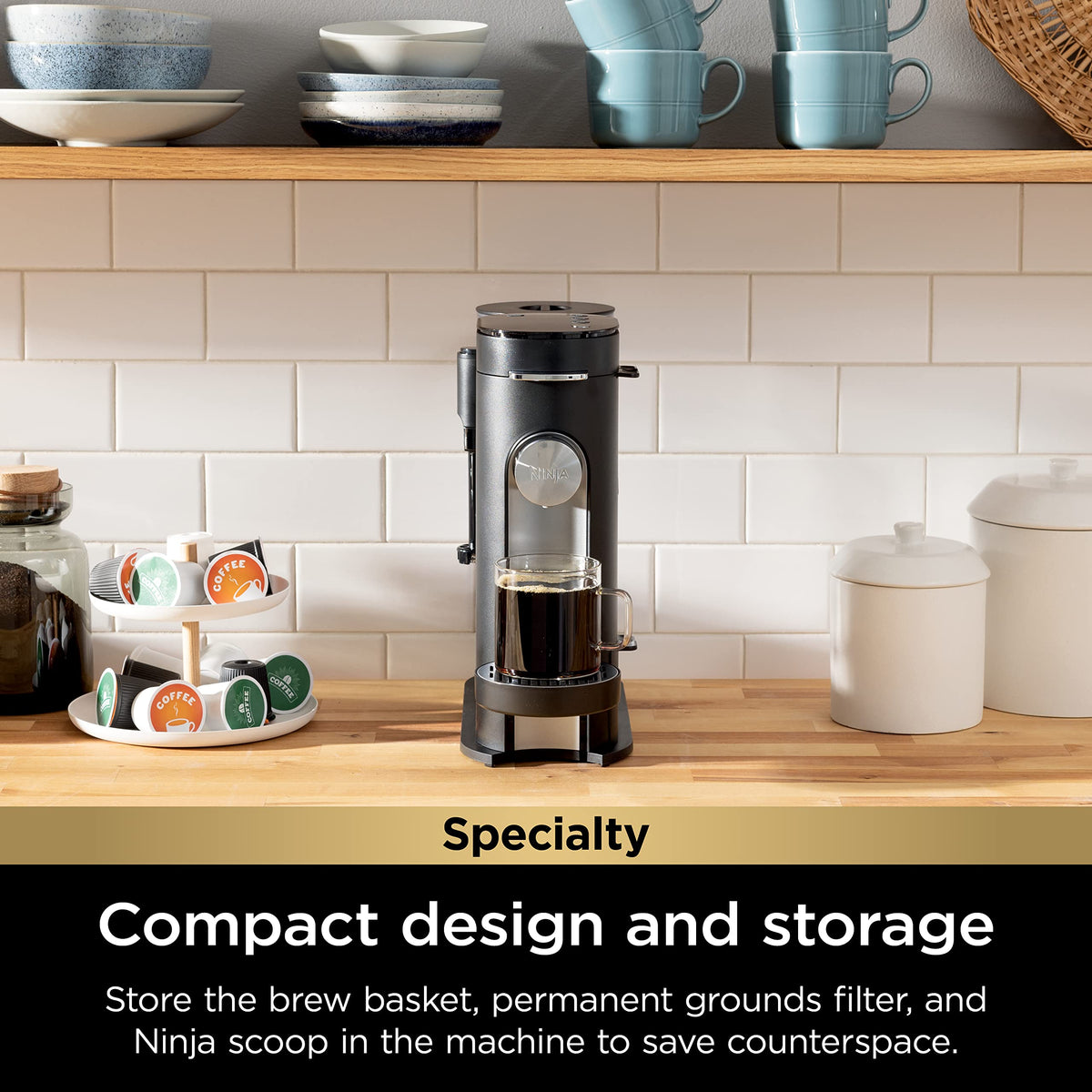 Single-Serve Coffee Maker with Milk Frother, Black Q461936