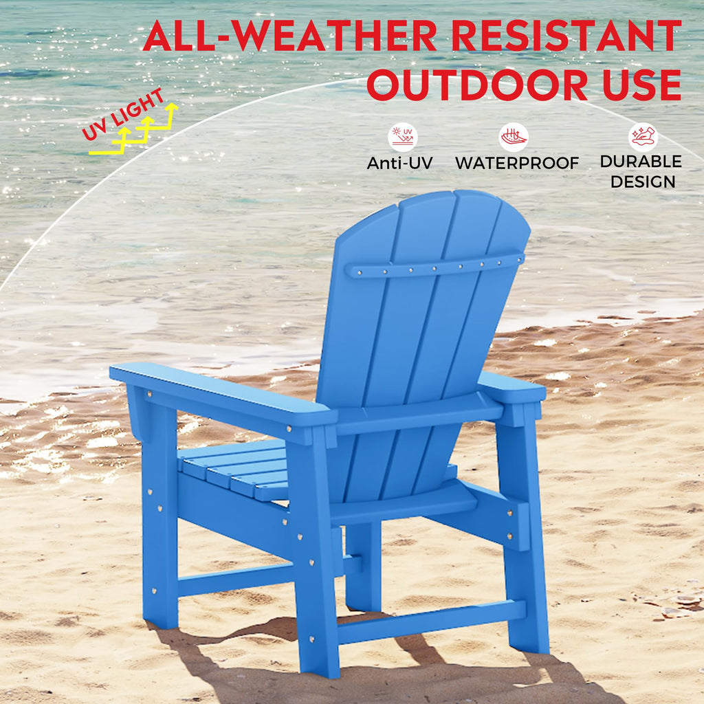 Kids Adirondack Chair Set of 4 Plastic Outdoor Pacific Blue G91210