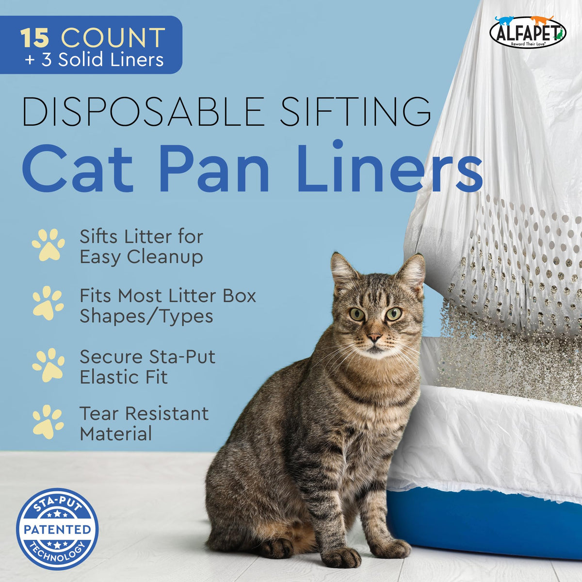 Jumbo 15 Count Pack of 5 Cat Litter Box Liners S118