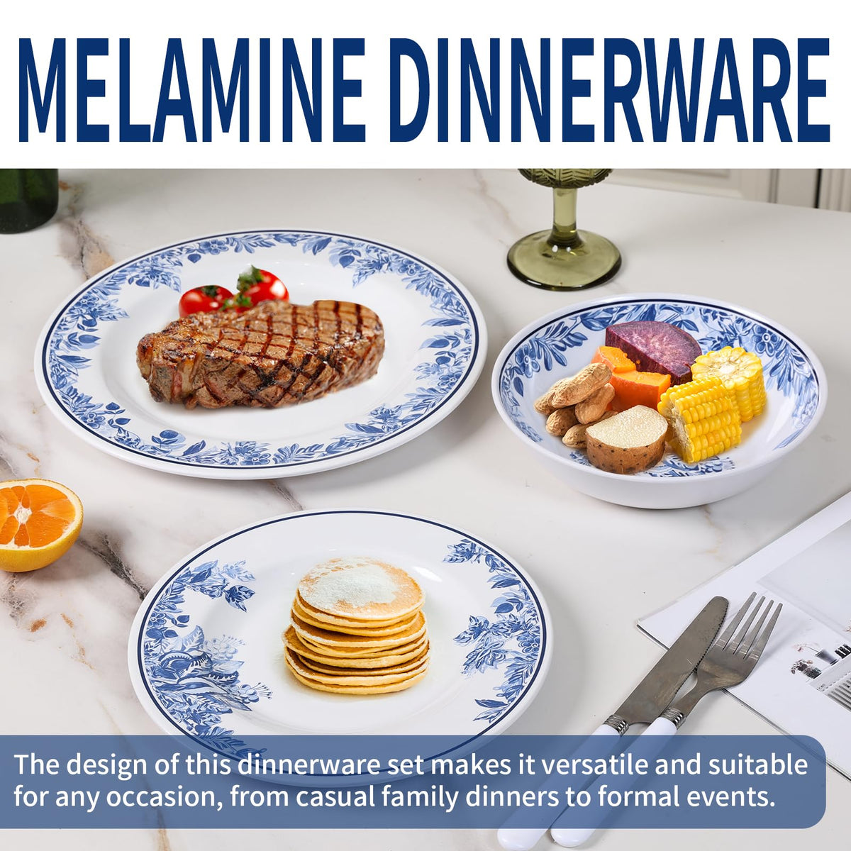 12 Pc Floral Melamine Dinnerware Set D298180