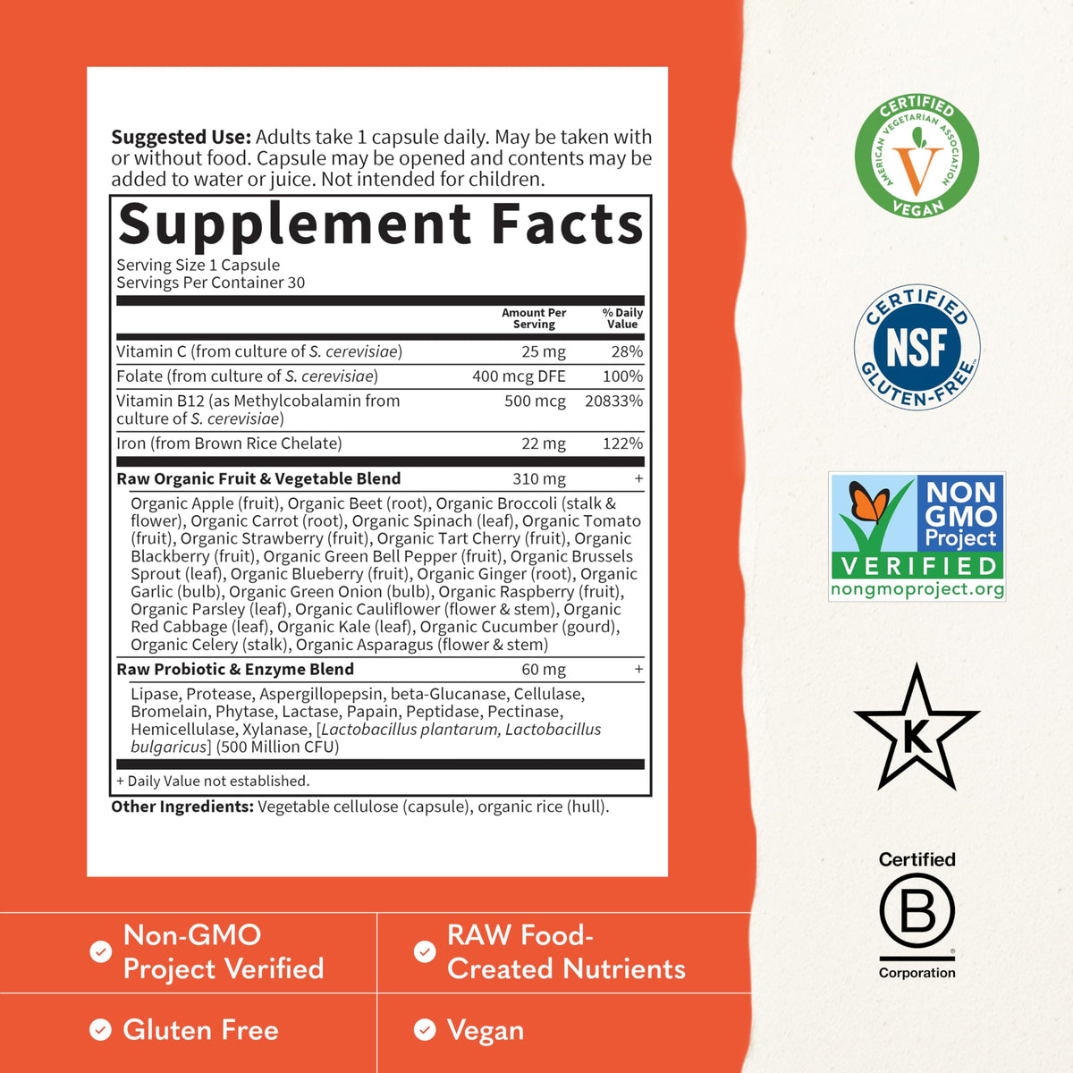 Vitamin Code Raw Iron Supplement, 30 Capsules C97807