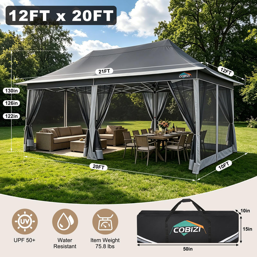 12x20 Pop Up Gazebo with Mosquito Netting U359