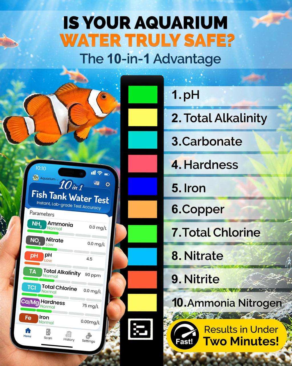 App-Enabled 10-in-1 Aquarium Water Test Kit R505