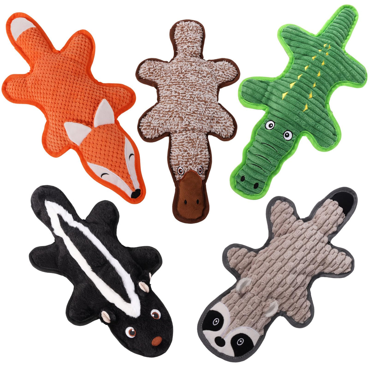 5 Pack Squeaky Plush Dog Toys with Crinkle Paper U4324