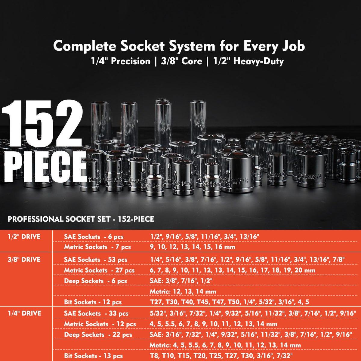 320-Pcs Mechanic Tool Set with 72-Tooth Ratchet C624