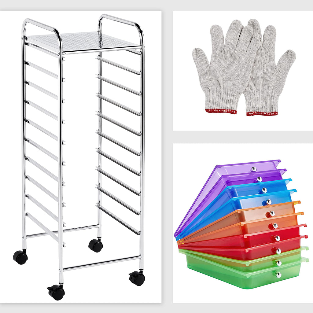 10 Drawer Rolling Cart with Locking Wheels J3312