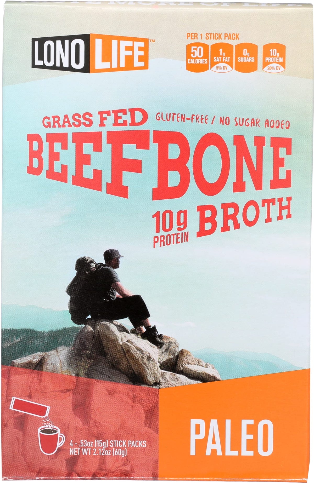 Grass Fed Beef Bone Broth Sticks 4 Count 2.12 Ounce Pack of 6 J563