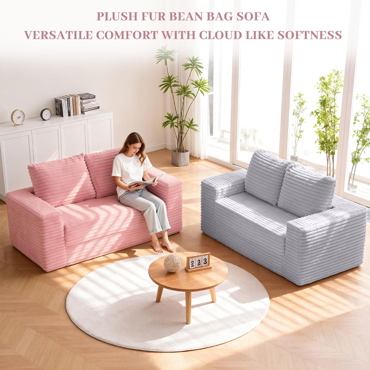 62" Pink Convertible Folding Sofa Bed C9308