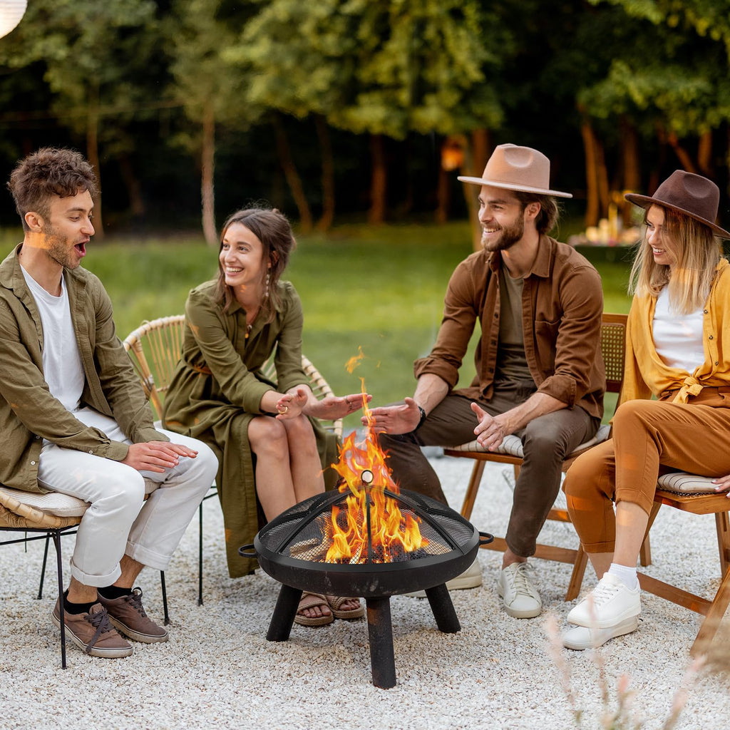 30 Inch Round Fire Pit Screen with Handle & Poker N776