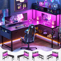 59" L Shaped Desk with LED Light & Power Outlet Z429