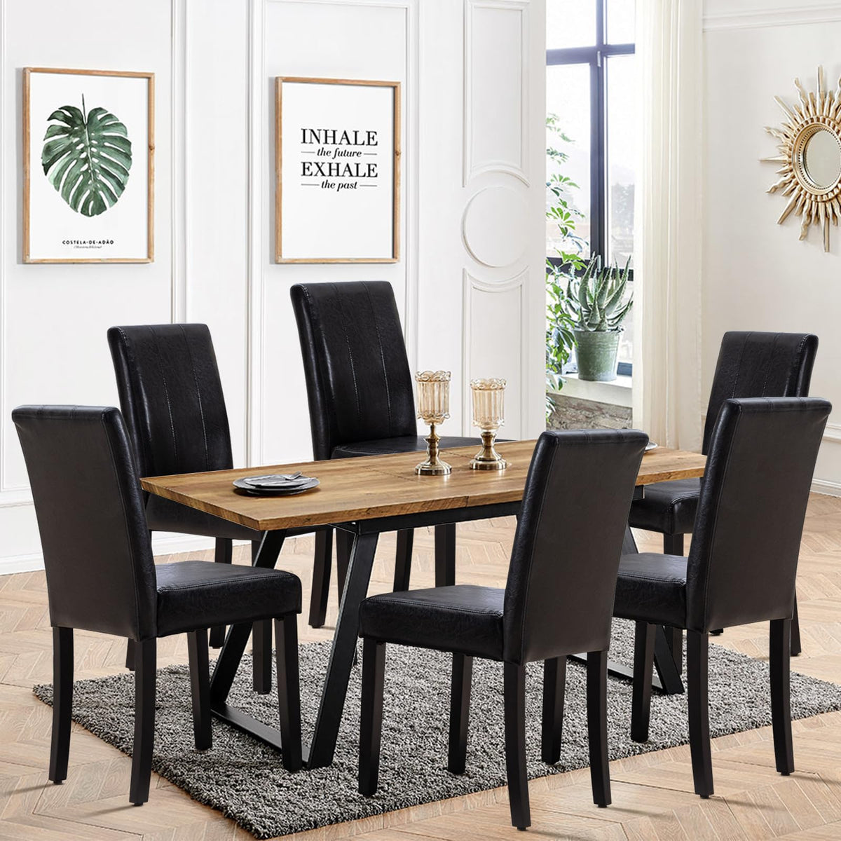 Black PU Leather Dining Chairs Set of 4 M23306