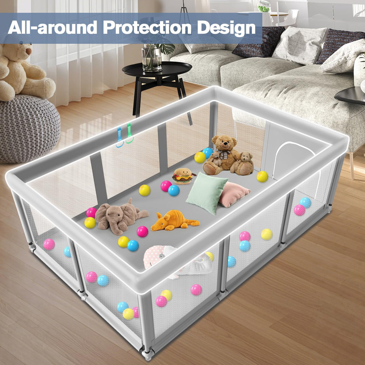 Large Baby Playpen with Soft Breathable Mesh X1743