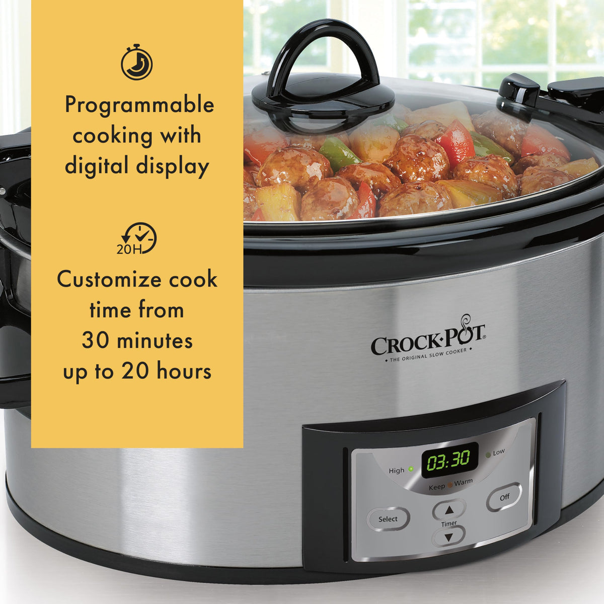6 Quart Programmable Slow Cooker with Digital Timer Stainless Steel R133109